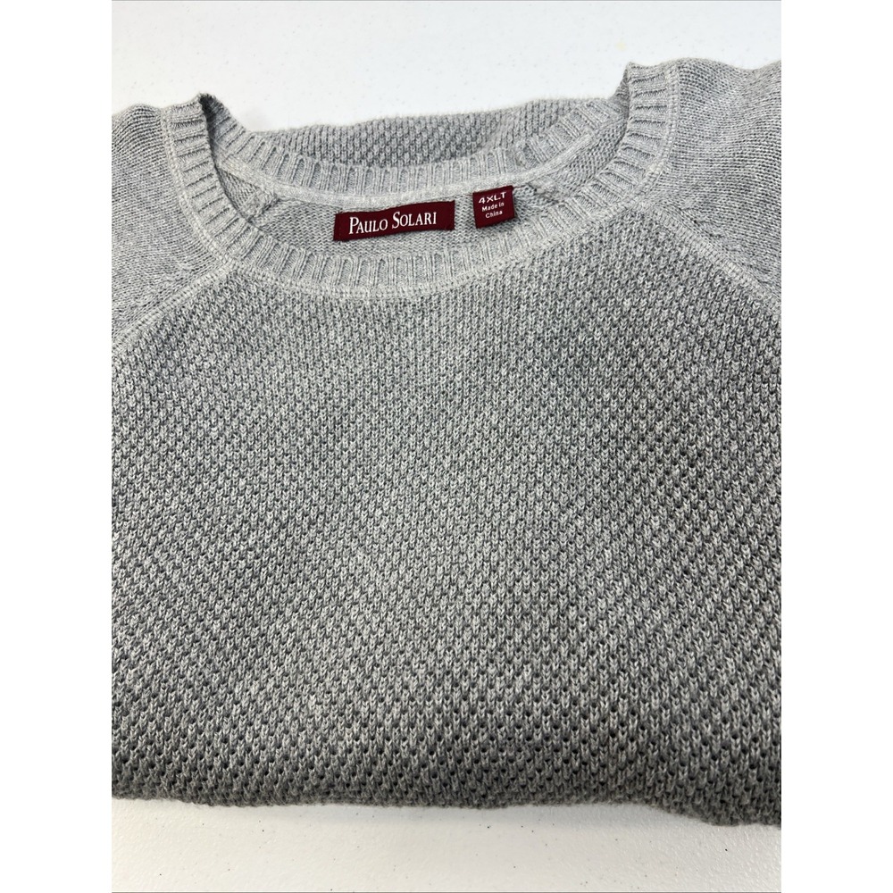 NWOT Paulo Solari Gray Textured‎ Crew Neck 100% Cotton Sweater Mens Size 4XLT